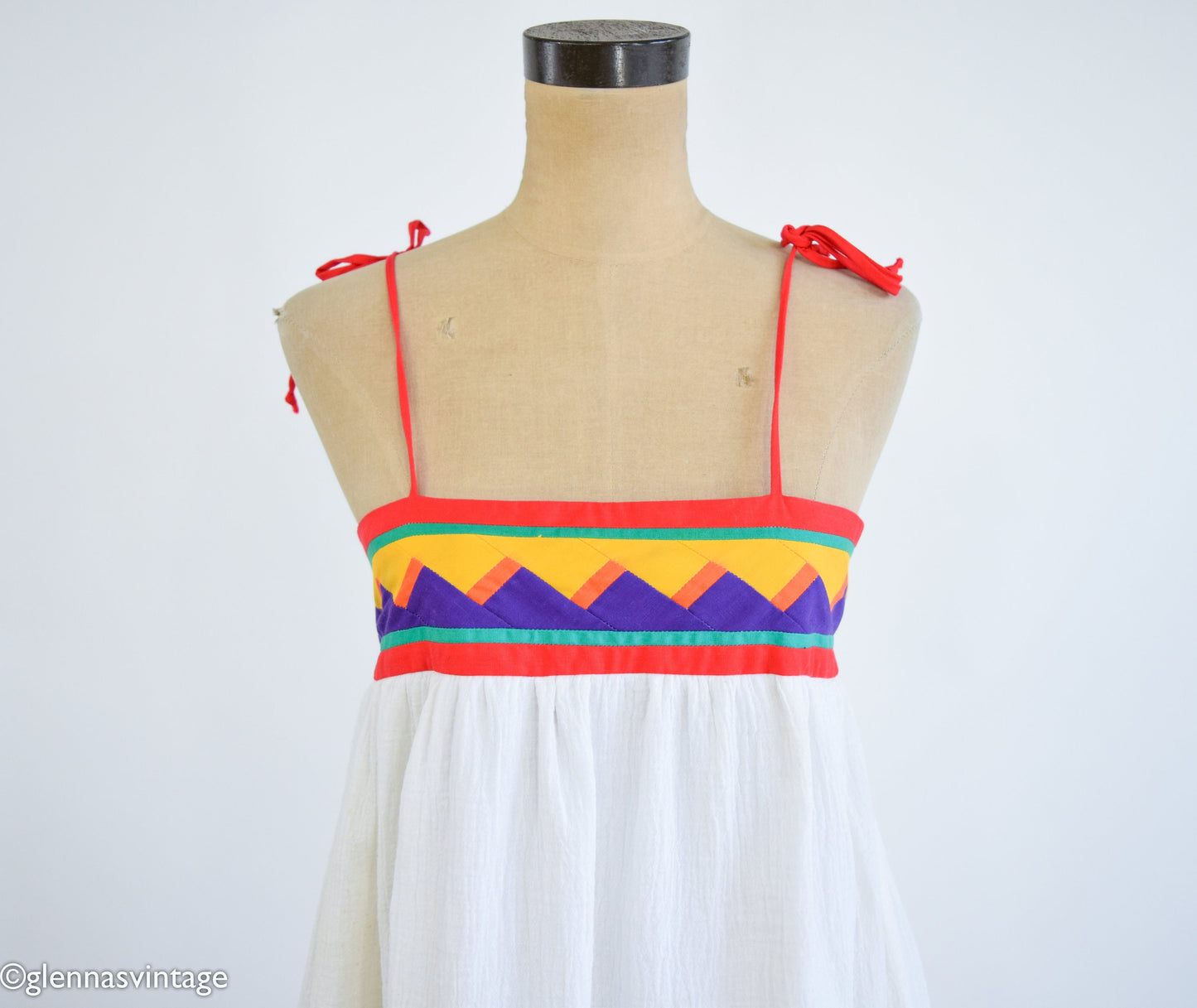 1970s White Cotton Summer Dress, Young Edwardian, Small