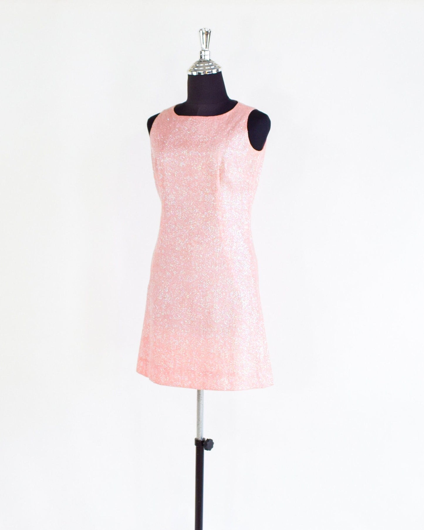 1960s Metallic Pink Mini Dress | 60s Bubblegum Pink Shift Dress | Twiggy Dress | XS