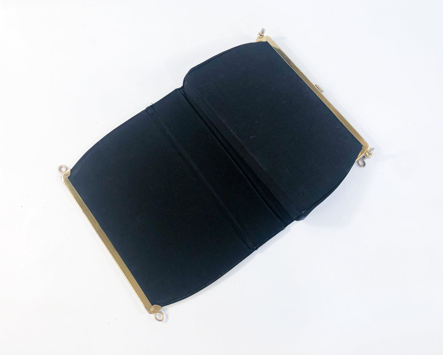 1960s Gold Convertible Handbag | 60s Black and Gold Leather 3 Way Clutch | L & M Bags