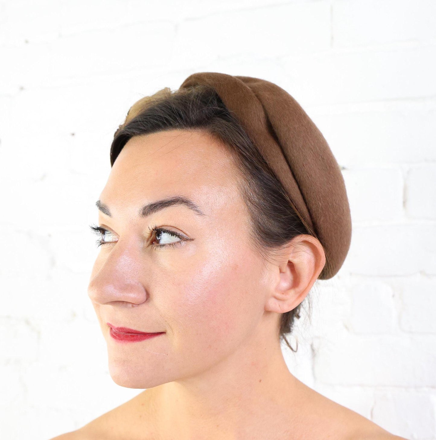 1950s Brown Feather & Wool Beret, Helen Joyce Original Hat