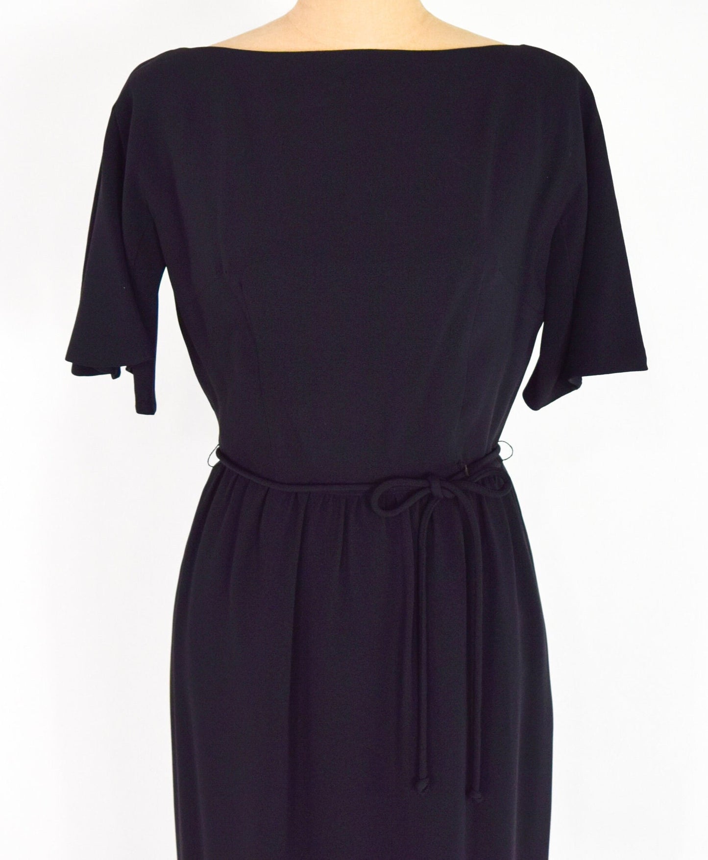 1950s Black Sheath Dress | 50s Little Black Dress | S.Howard Hirsh | Small