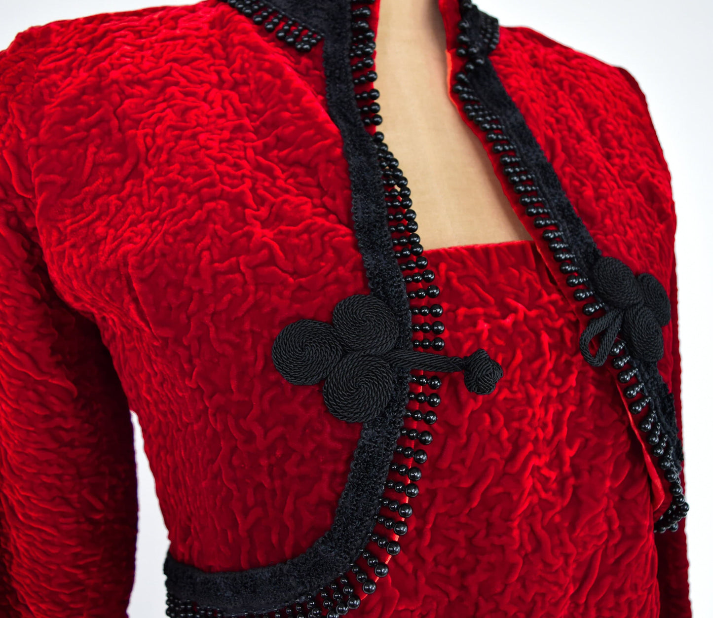1960s Red Velvet Dress & Jacket | 60s Red Cotton Velvet Mini Dress Jacket | Small