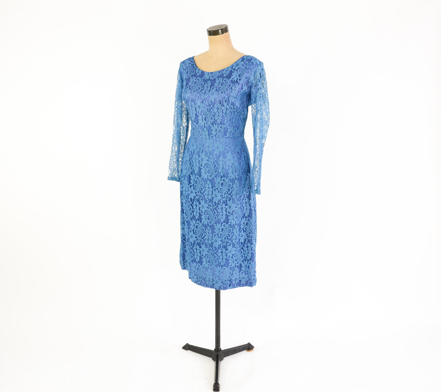 1950s Blue Lace Cocktail Dress, Medium