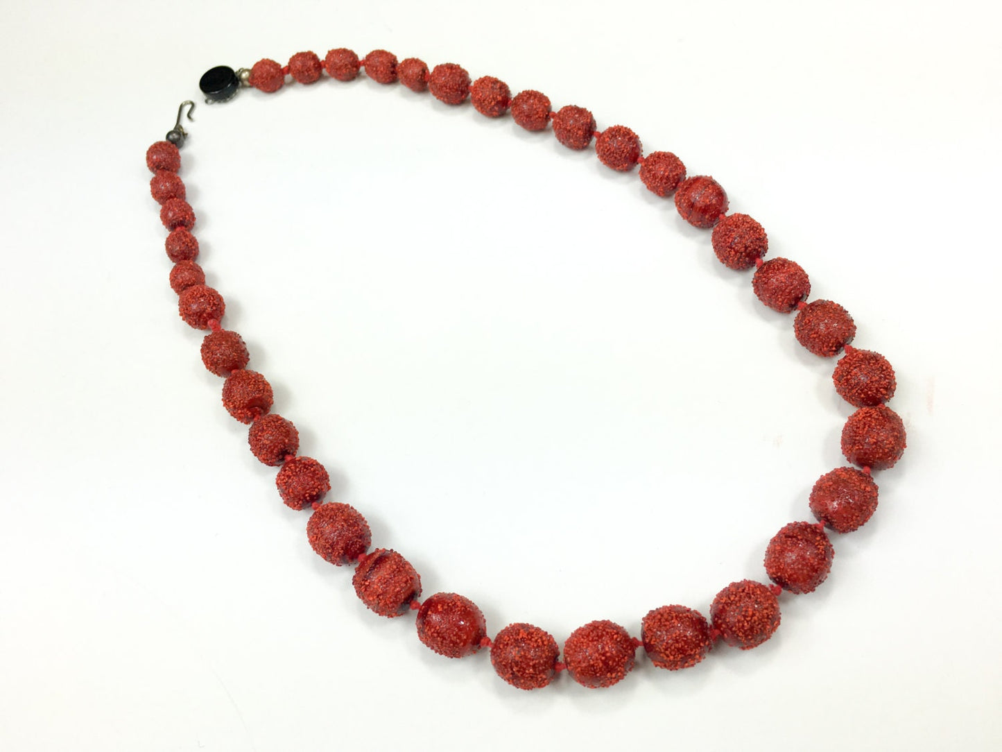 1950s Red Sugar Bead Necklace | Vintage Glass Jewelry