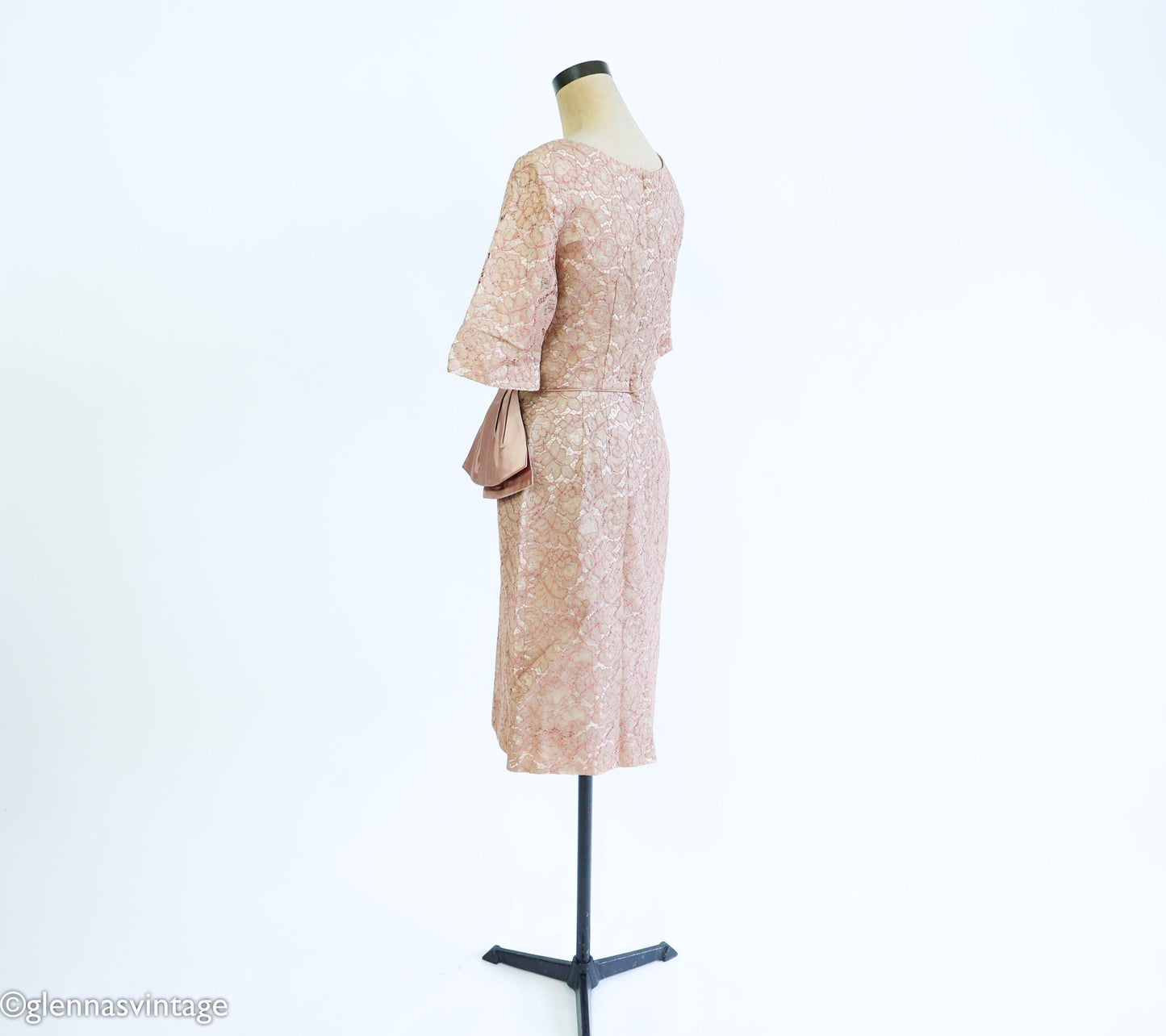 1950s Blush Pink Lace Cocktail Dress, Medium