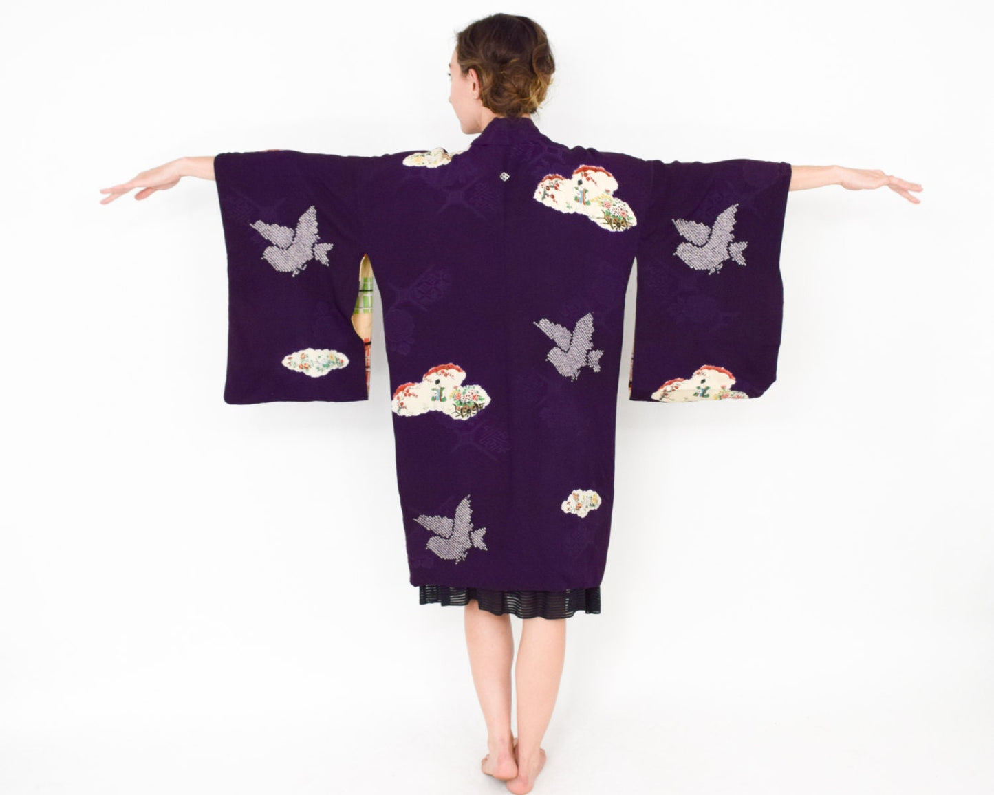 Vintage Purple Silk Haori Kimono Jacket