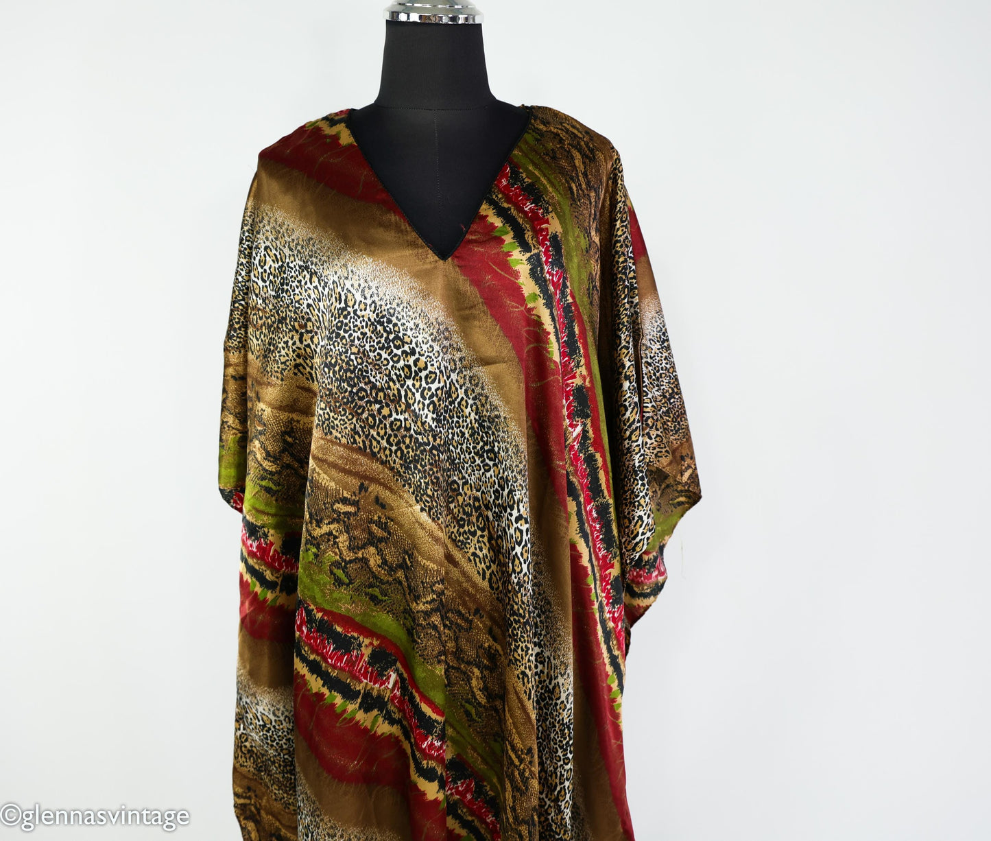 1990s Leopard Print Caftan | Vintage Plus Size Loungewear