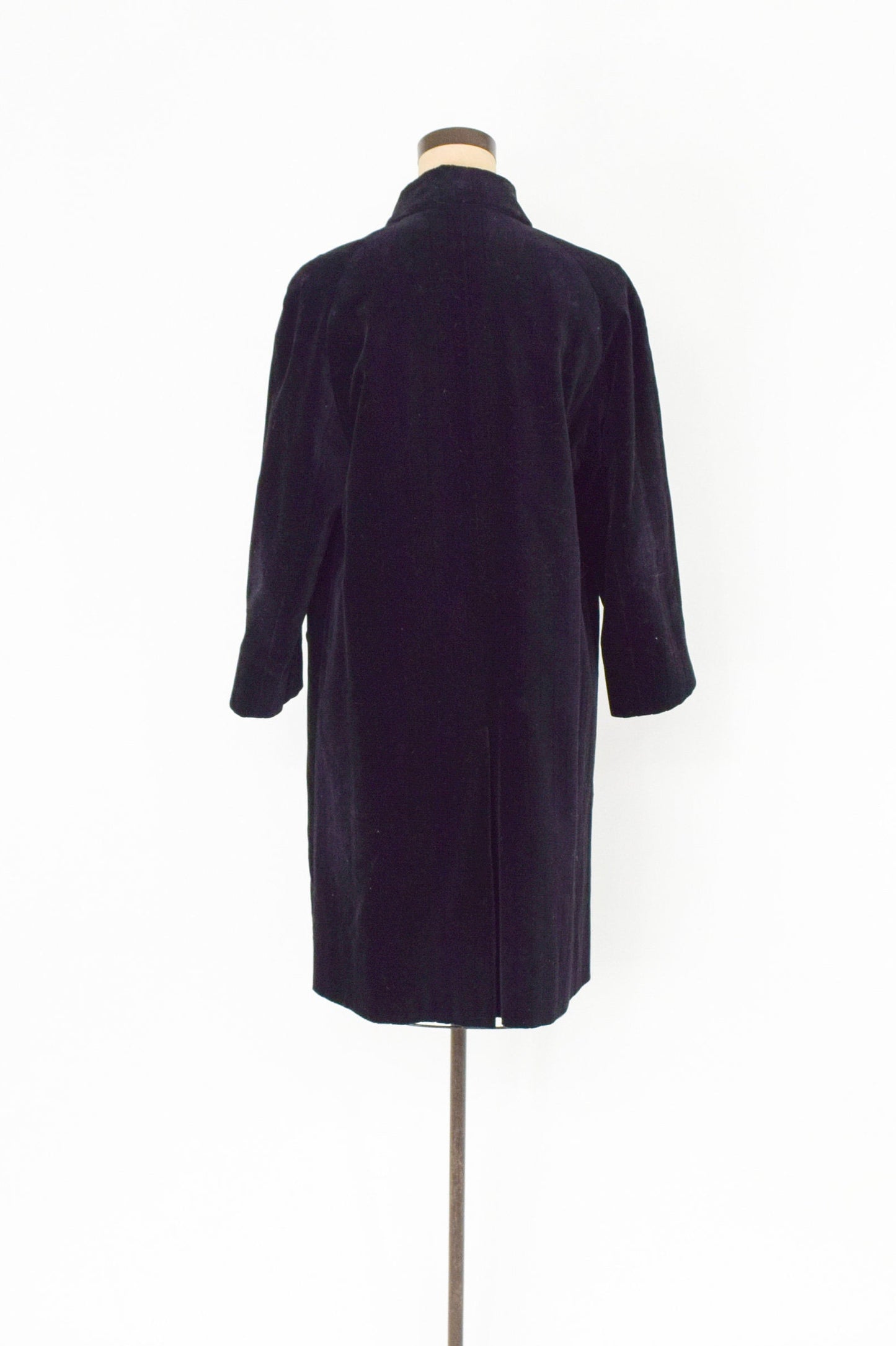 1960s Black Velvet Coat | 60s Black Double Breasted Coat | ROGA Paris | Large