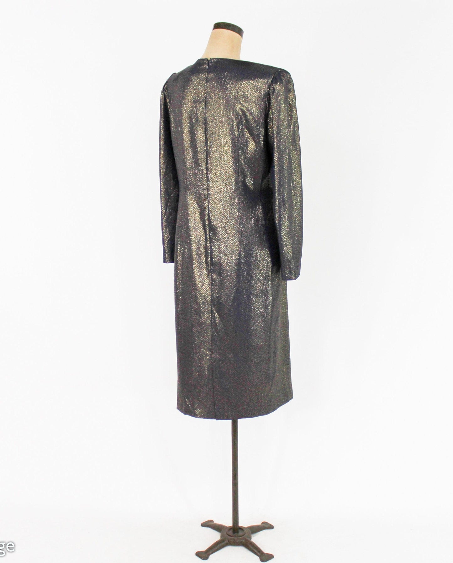 1980s Estevez Black & Gold Evening Dress, Medium