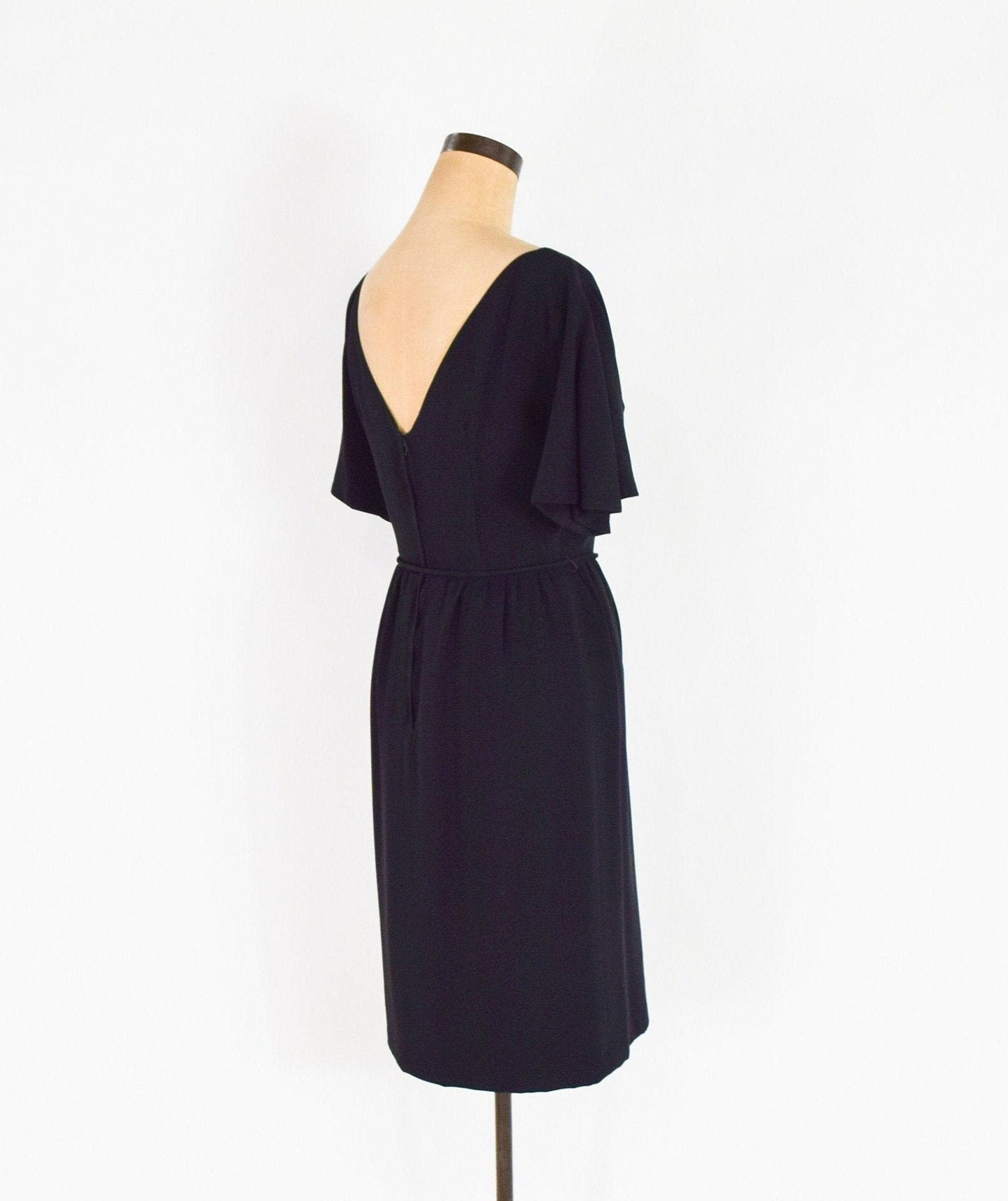1950s Black Sheath Dress | 50s Little Black Dress | S.Howard Hirsh | Small