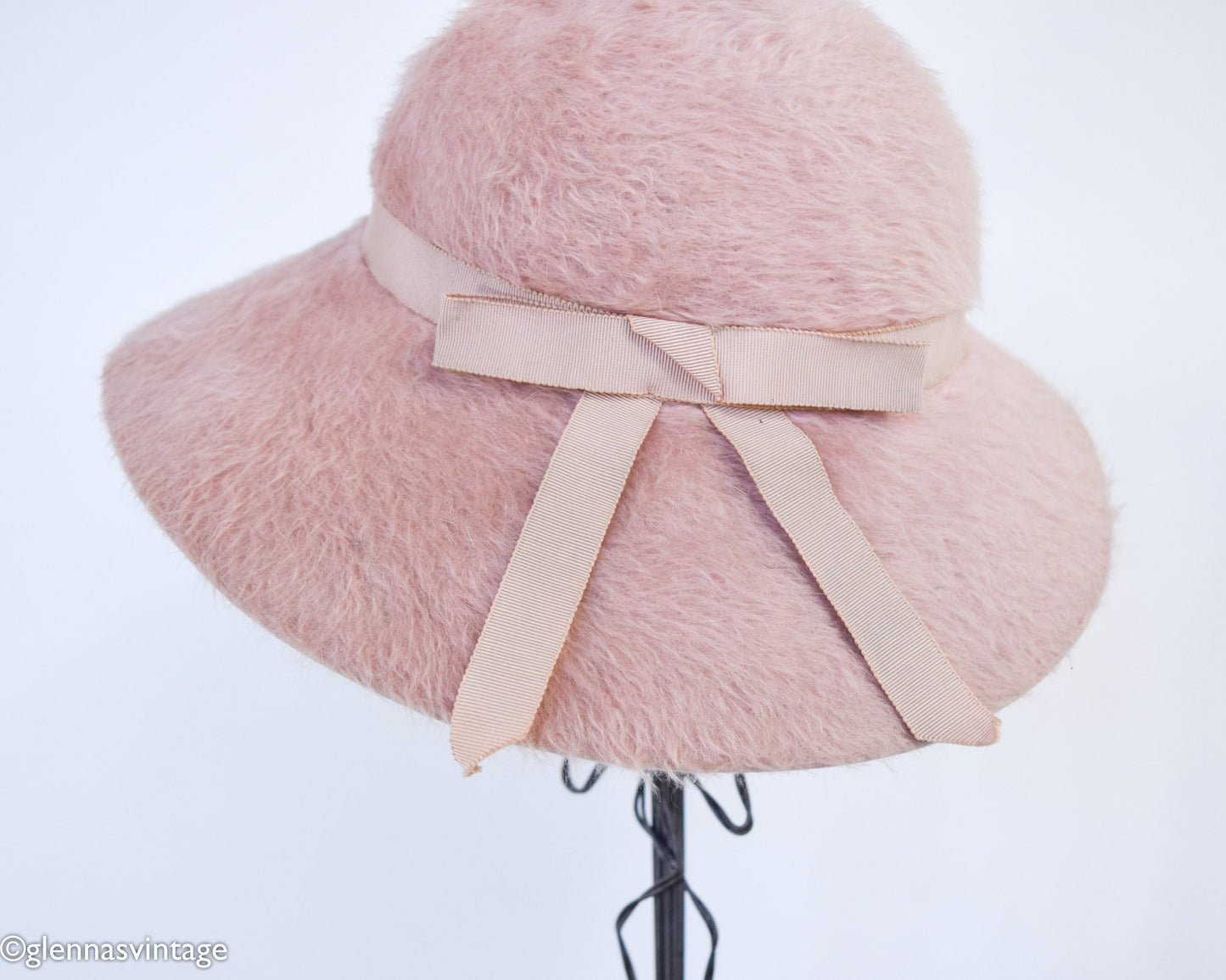 1950s Vintage Pink Mohair Hat by Neiman Marcus
