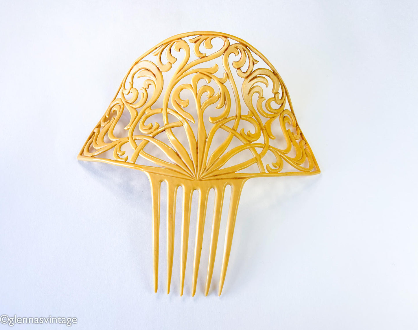 1920s Art Deco Hair Ornament | Celluloid Spanish Style Hair Comb