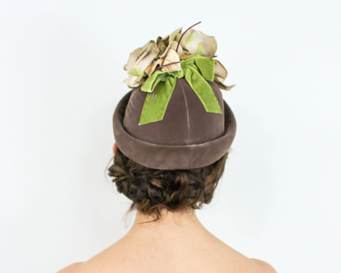 1950s Brown Velvet Flower Hat