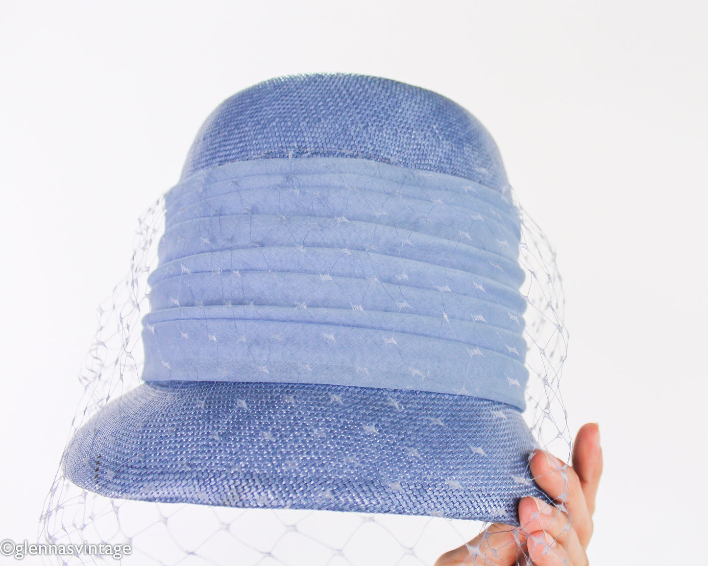 1960s Blue Straw Bucket Hat