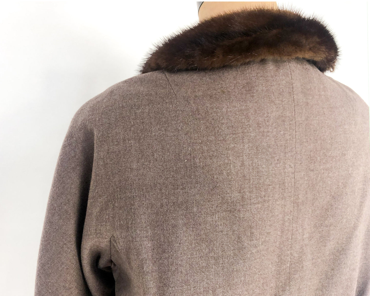 1940s Brown Wool Suit | 40s Brown Suit & Mink Collar | Medium
