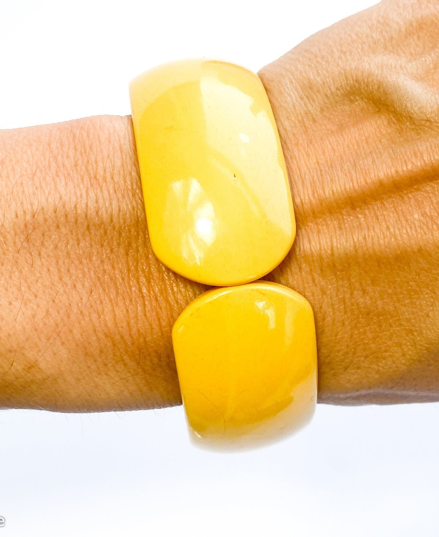 1930s Butterscotch Bakelite Clamper | Yellow Hinge Bracelet