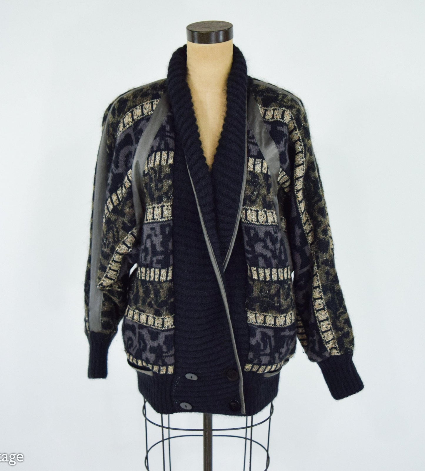 ESCADA 1980s Black Wool Sweater Jacket , Large