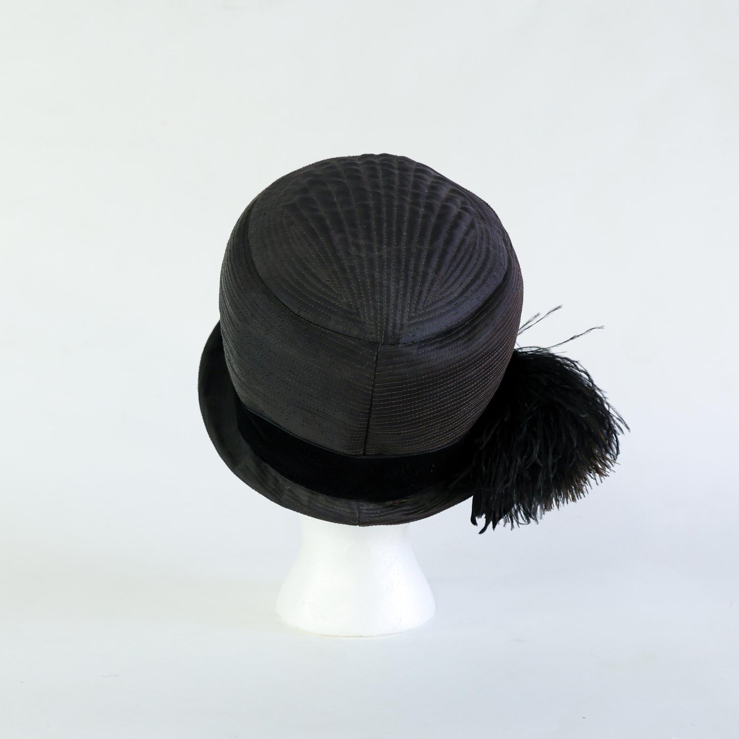 1960s Mr. Glenn Black Satin Feather Hat