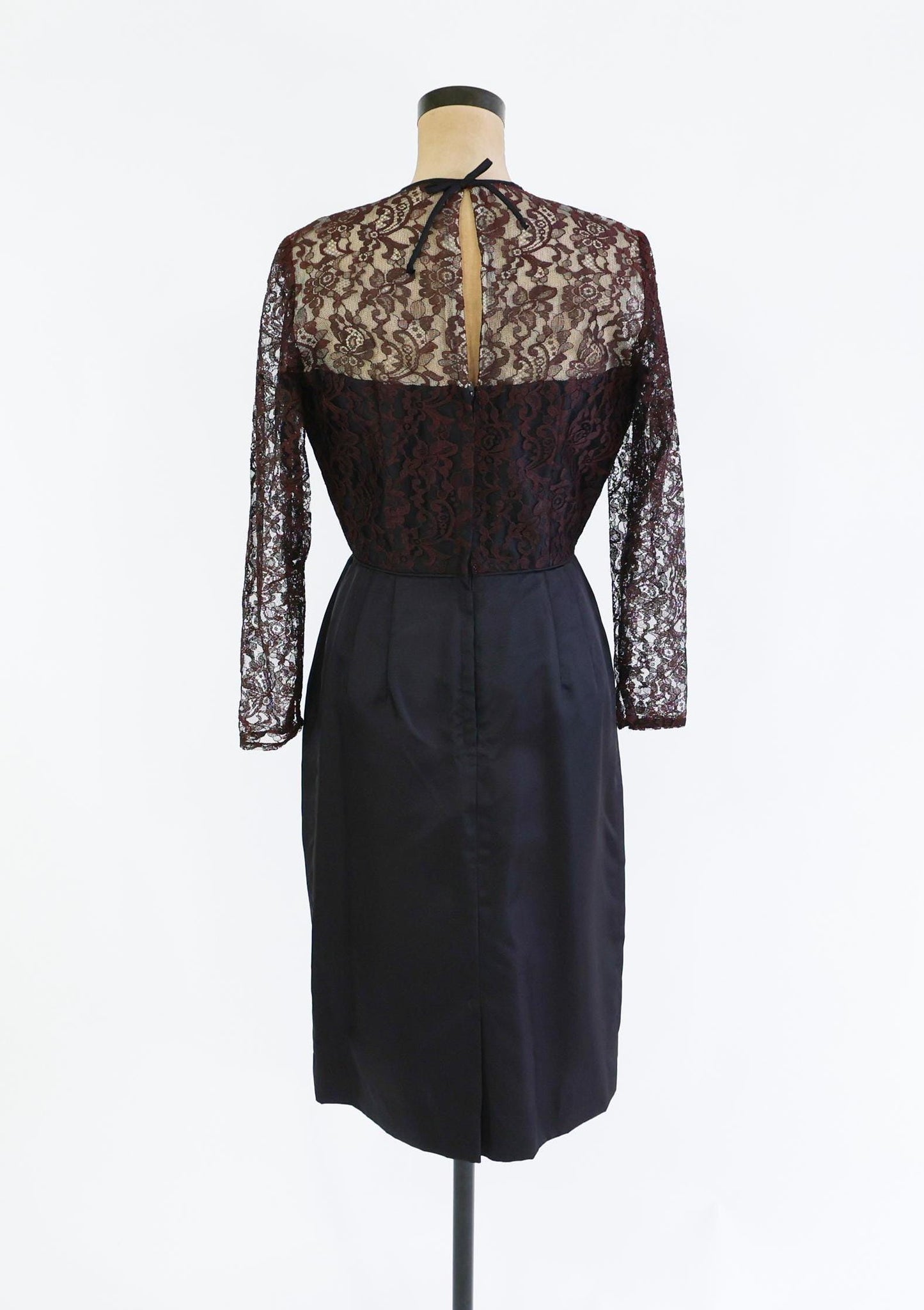 1950s Black Lace Cocktail Party Dress, Medium