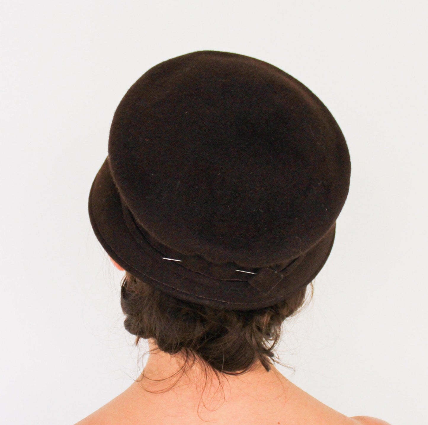 1950s Brown Bow Hat | 50s Brown Wool Felt Hat | Henry Pollak