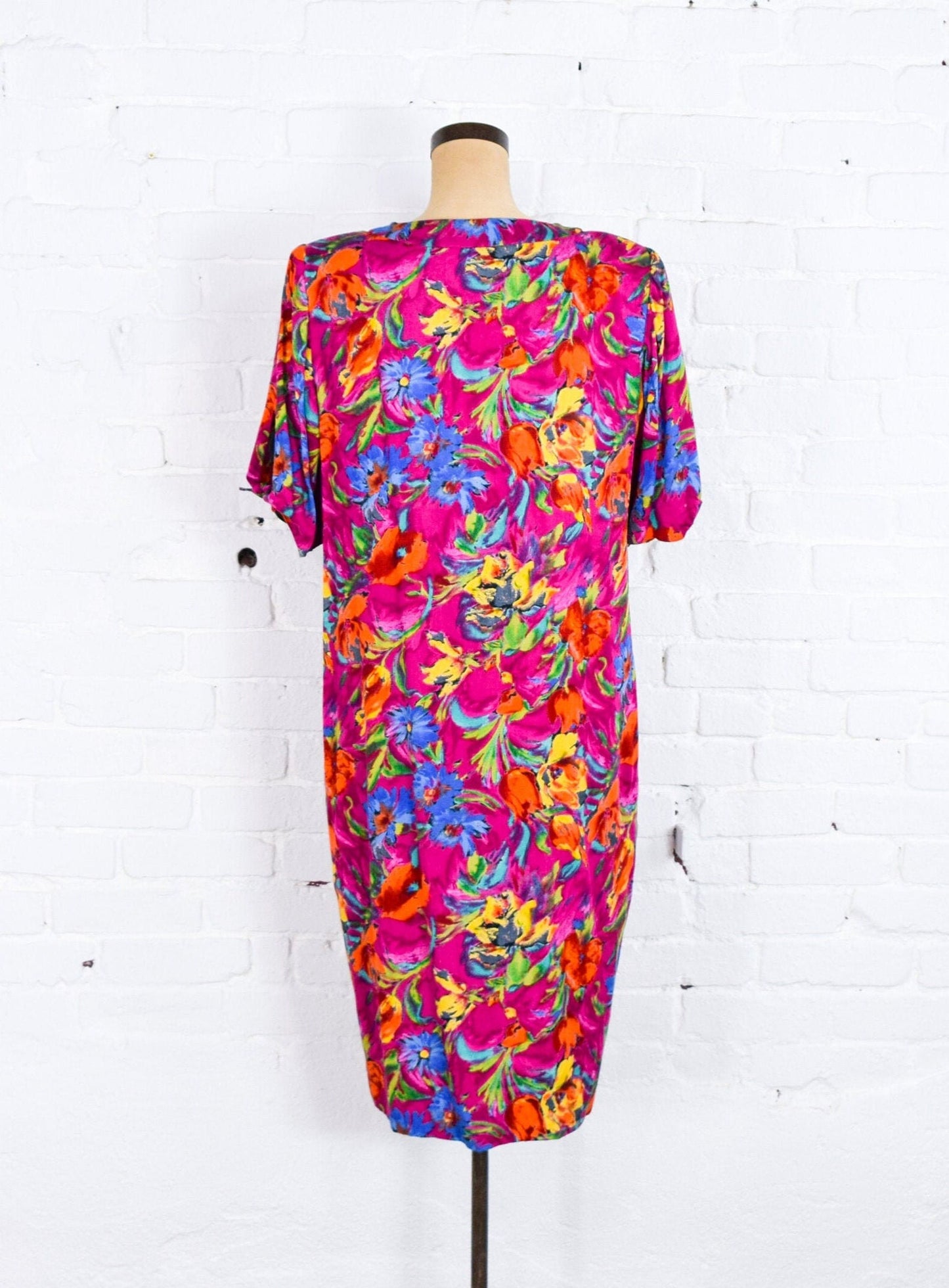 1980s Ungaro Pink Floral Shift Dress, Large