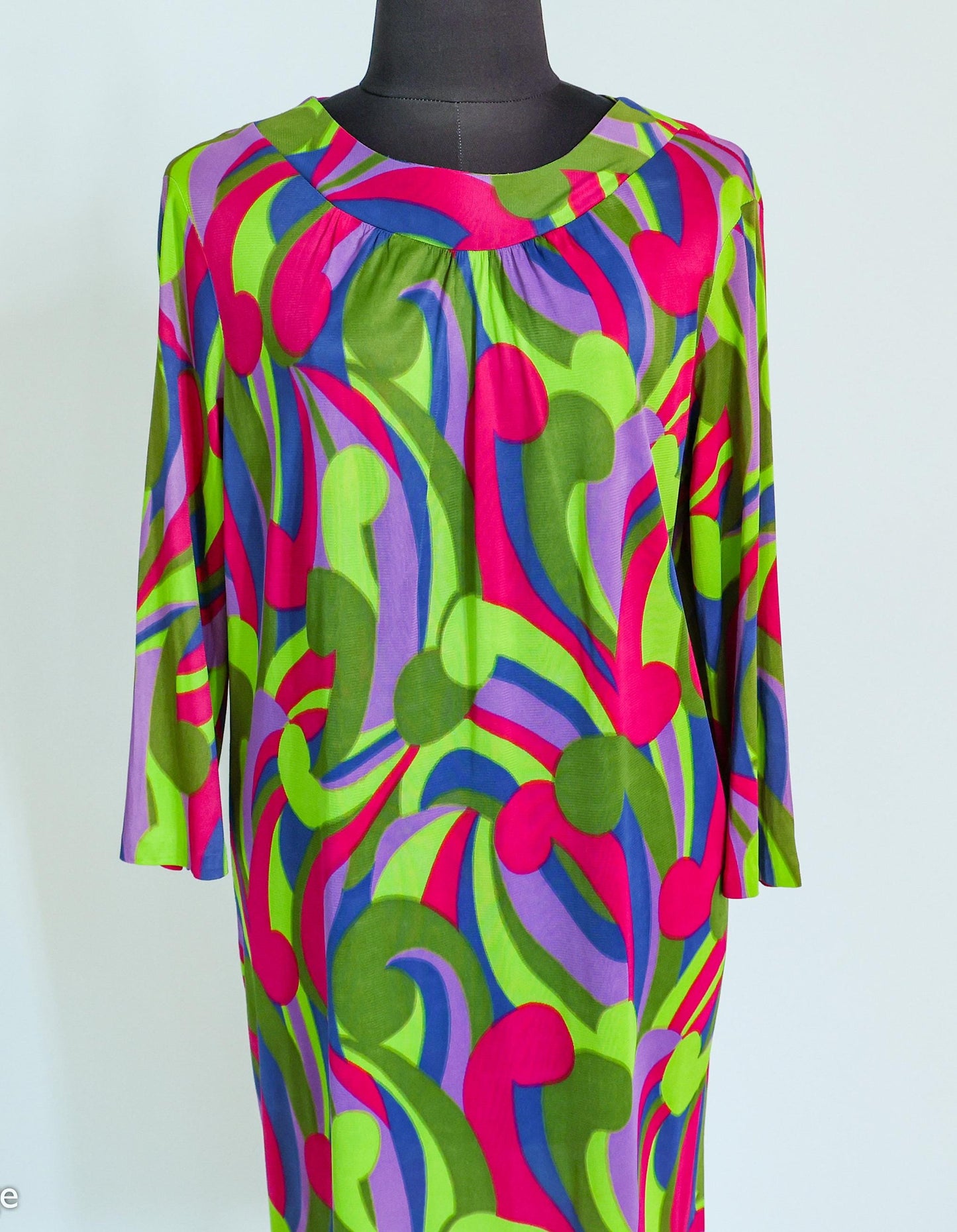 1960s Op Art Print Mini Dress | 60s Colorful Nylon Abstract Dress | Royal Miss | Large