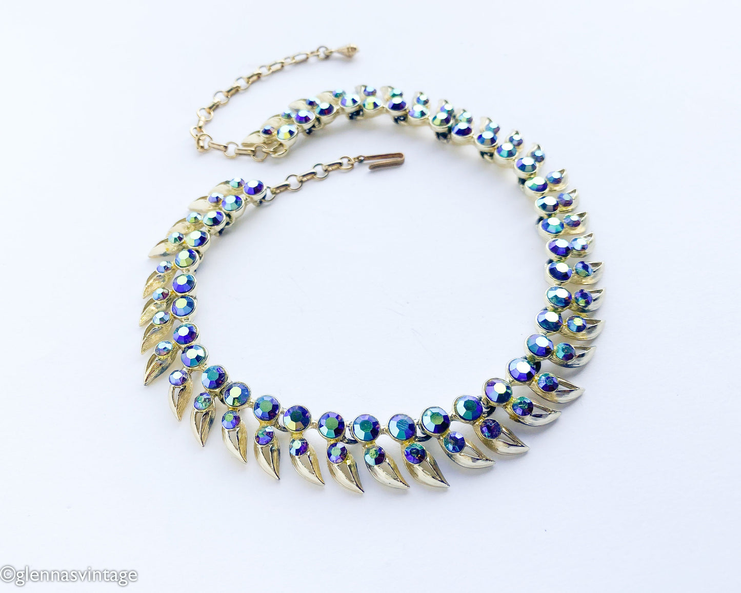 Kramer | 1950s Rhinestone Necklace | 50s Aurora Borealis Necklace | Kramer