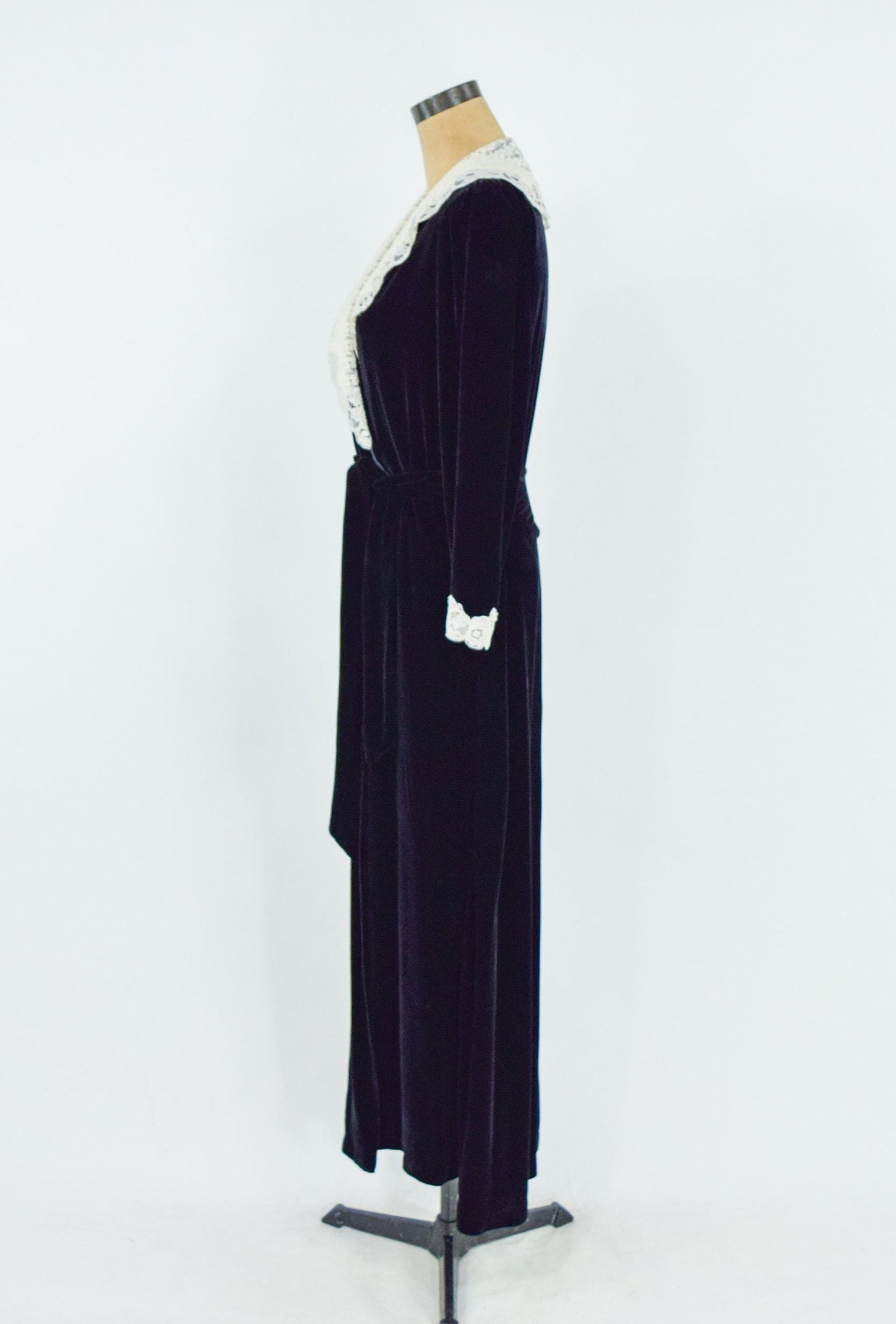 Christian Dior  1980s Black Velvet Dressing Gown, Medium