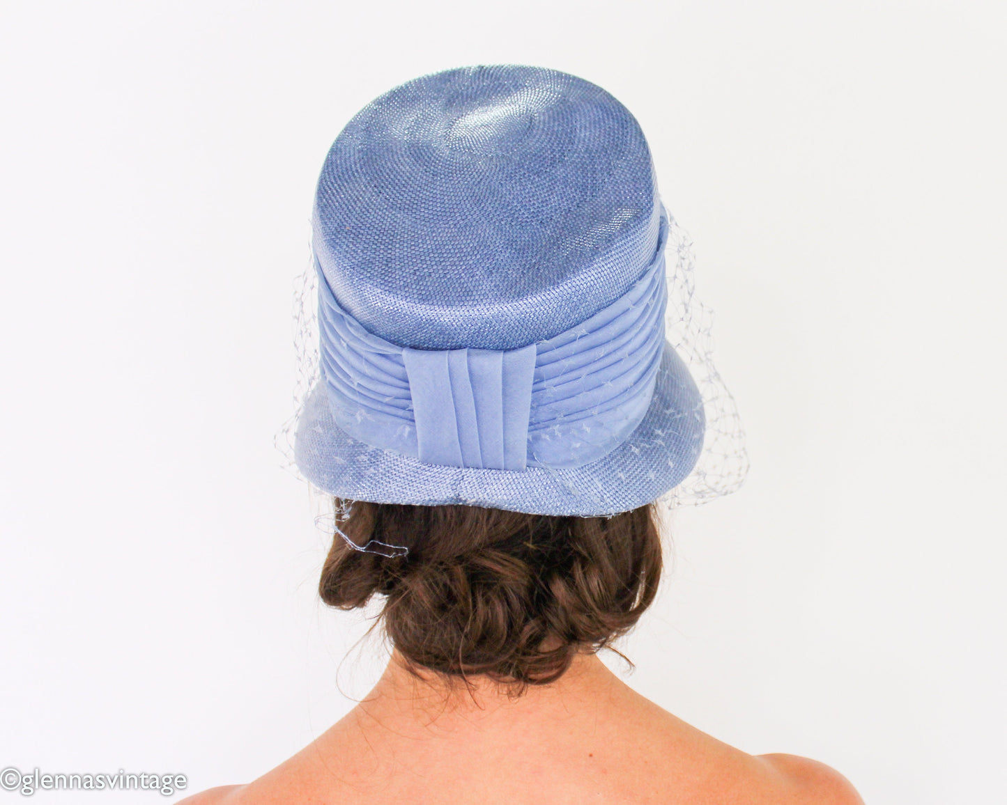 1960s Blue Straw Bucket Hat