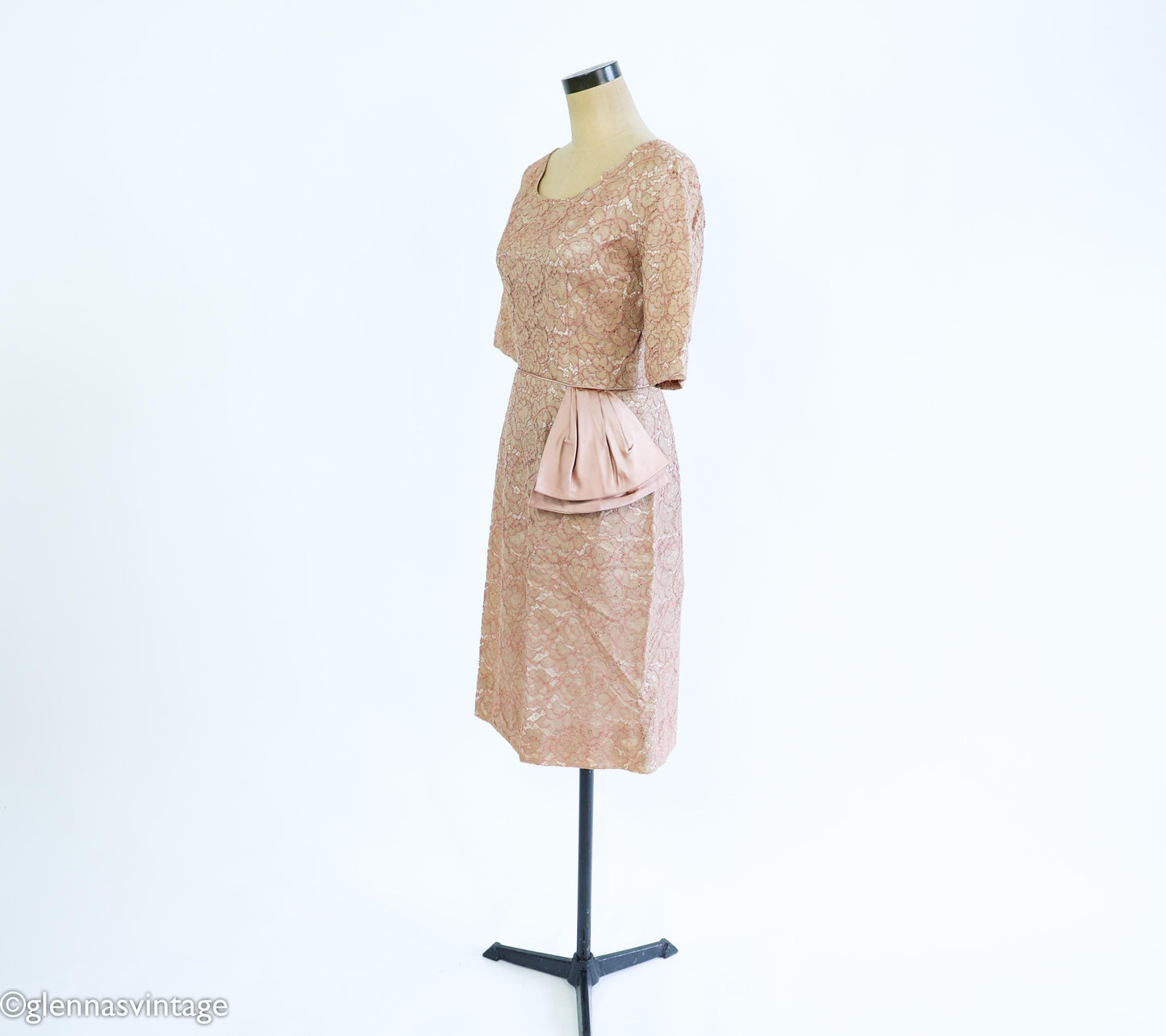 1950s Blush Pink Lace Cocktail Dress, Medium