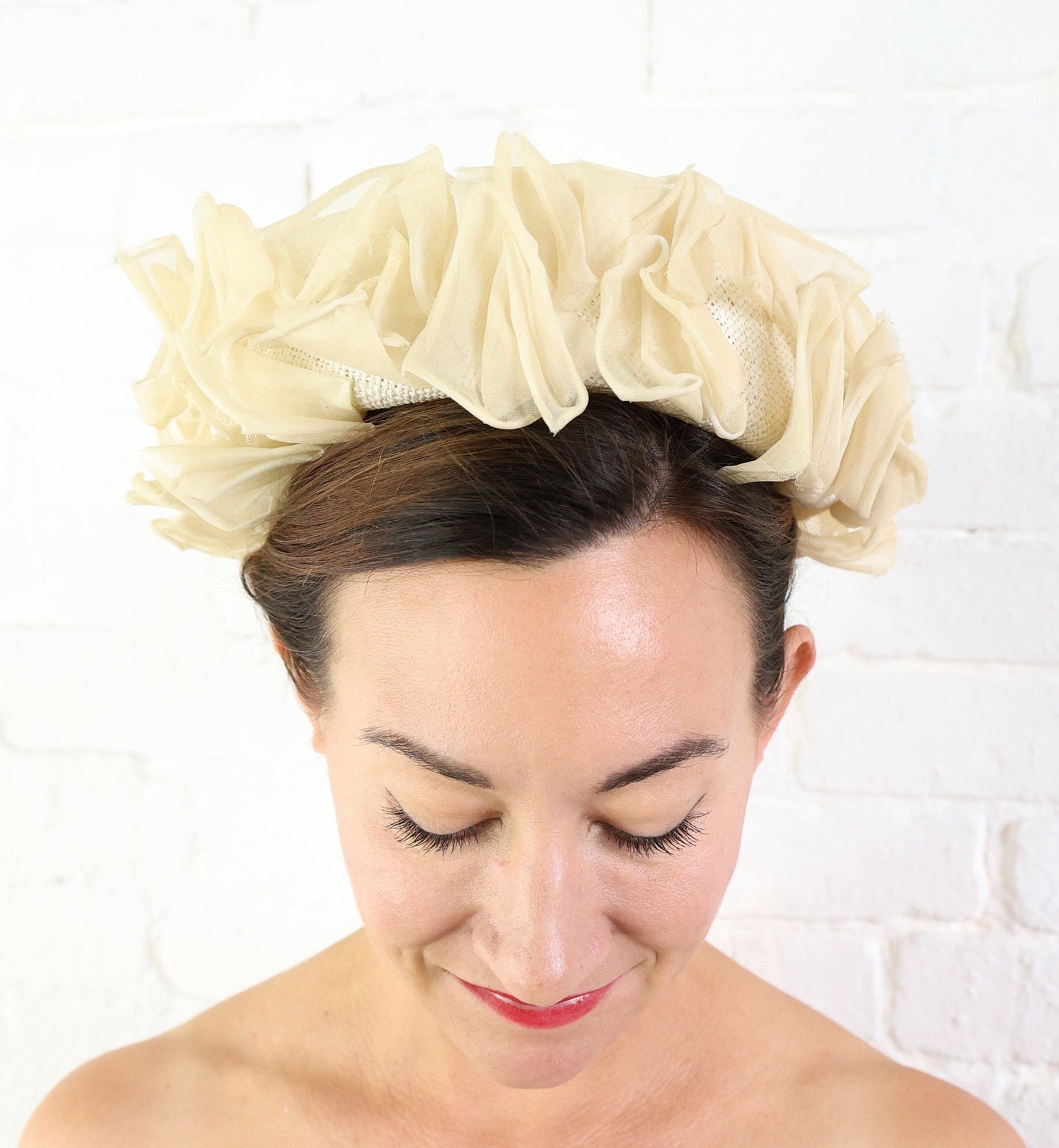 1950s Creme Straw Brim Hat