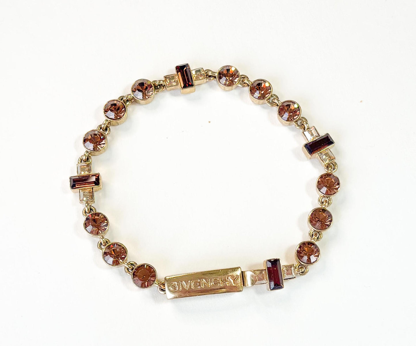 1990s Givenchy Gold & Root Beer Rhinestone Bracelet