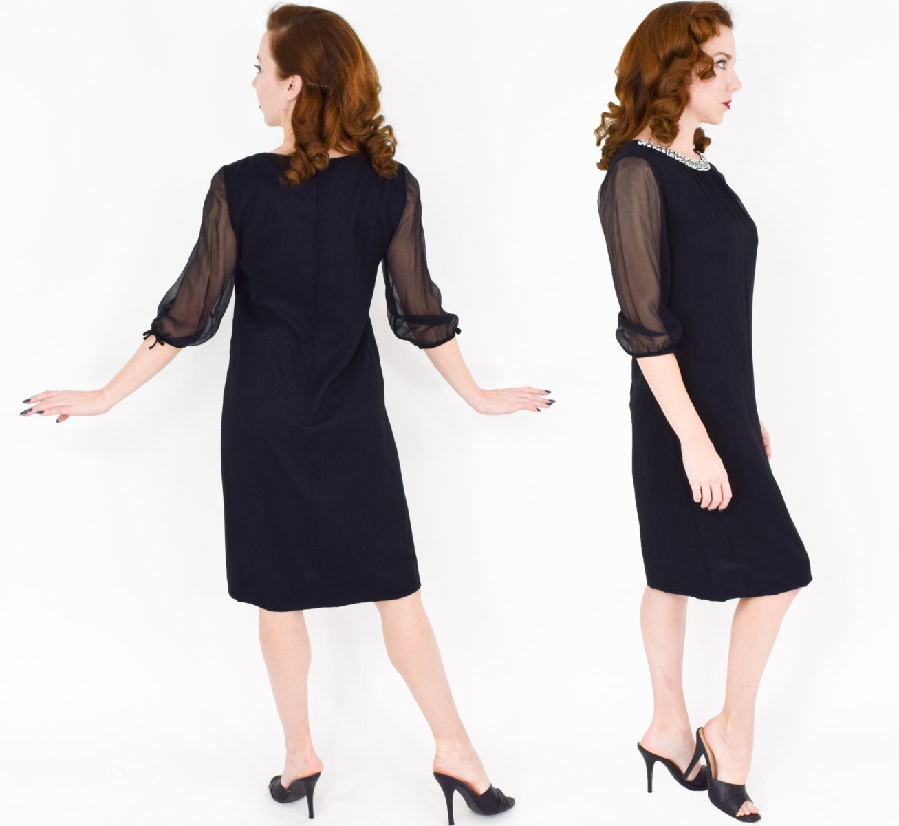 1960s Leslie Fay Black Crepe Dress