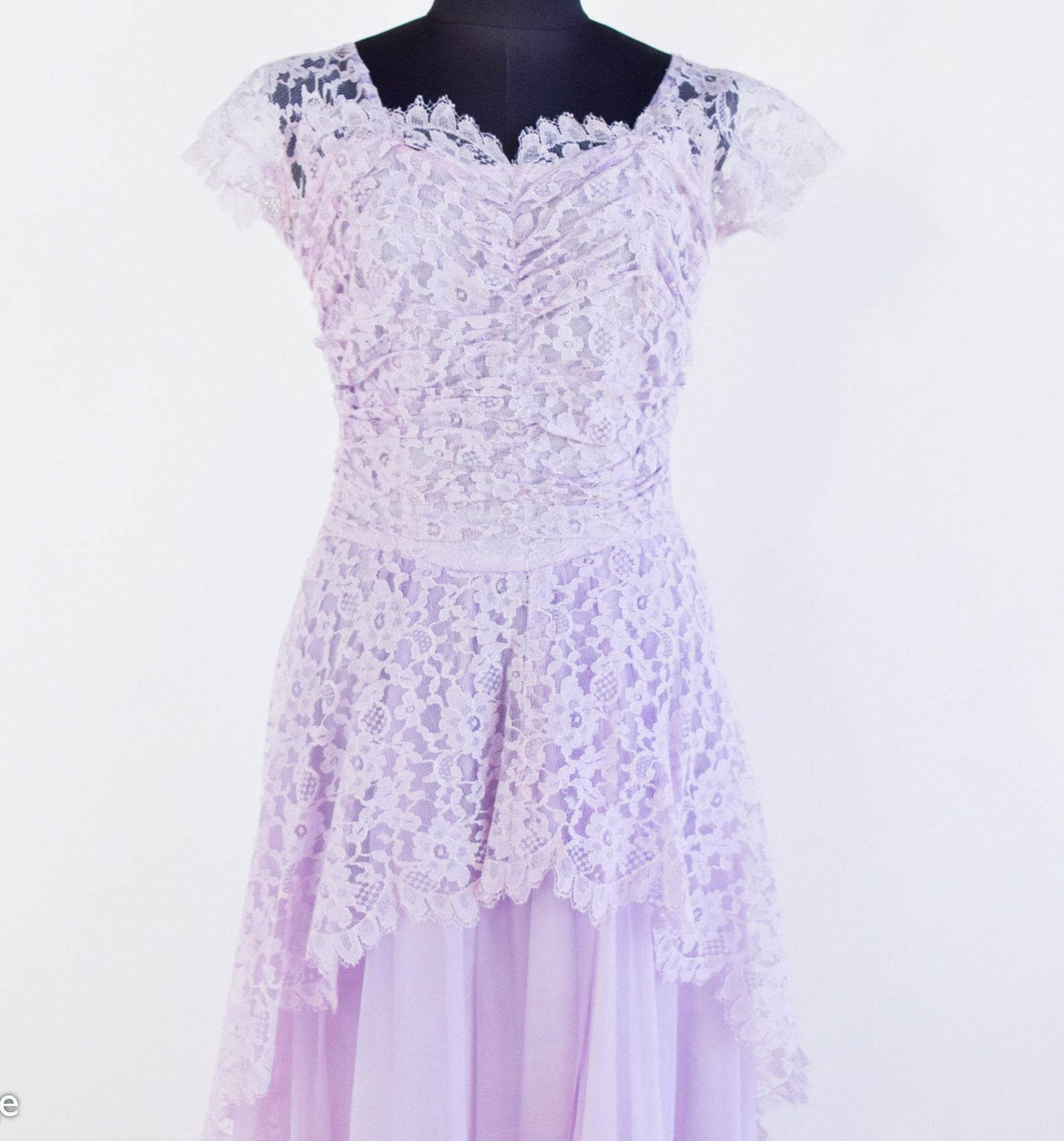 1950s Lavender Purple Lace Prom Dress, Extra Small