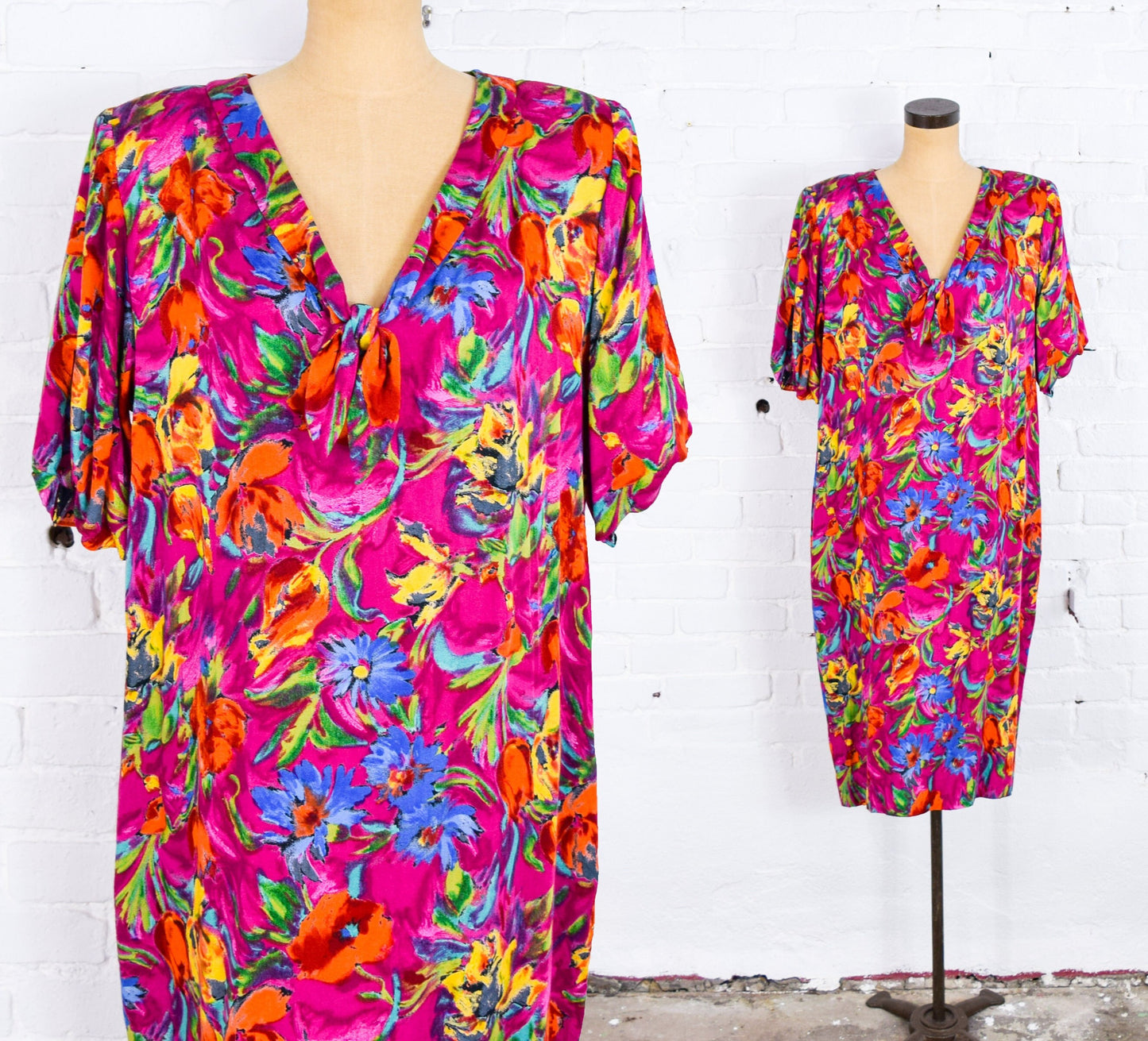 1980s Ungaro Pink Floral Shift Dress, Large