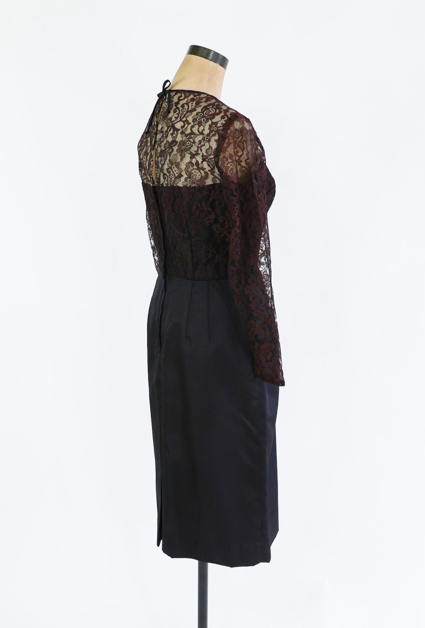 1950s Black Lace Cocktail Party Dress, Medium
