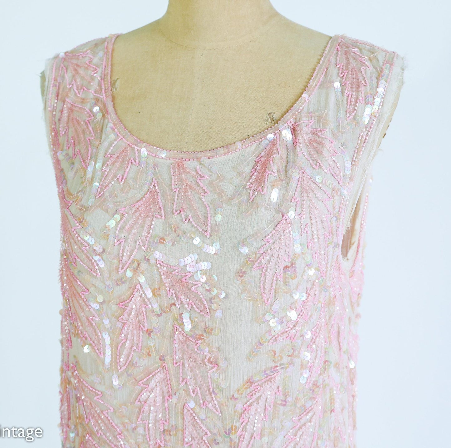 1980s Pink Silk Sequin Dress | 80s Pink Iridescent Sequin Evening Dress | Medium