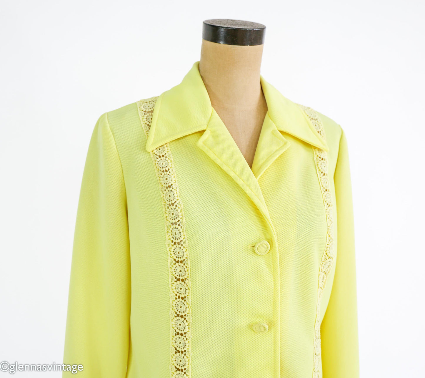 1960s Yellow Polyester Top & Pants Set, Large
