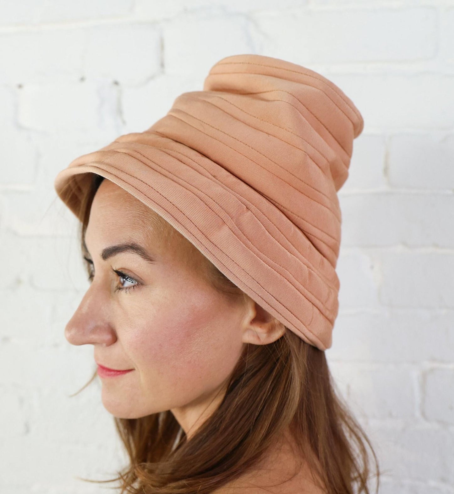 1940s Taupe High Crown Hat