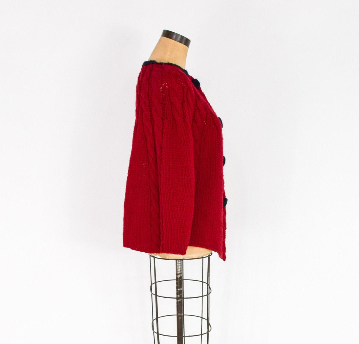 1970s Cranberry Red Sweater Cape, Medium