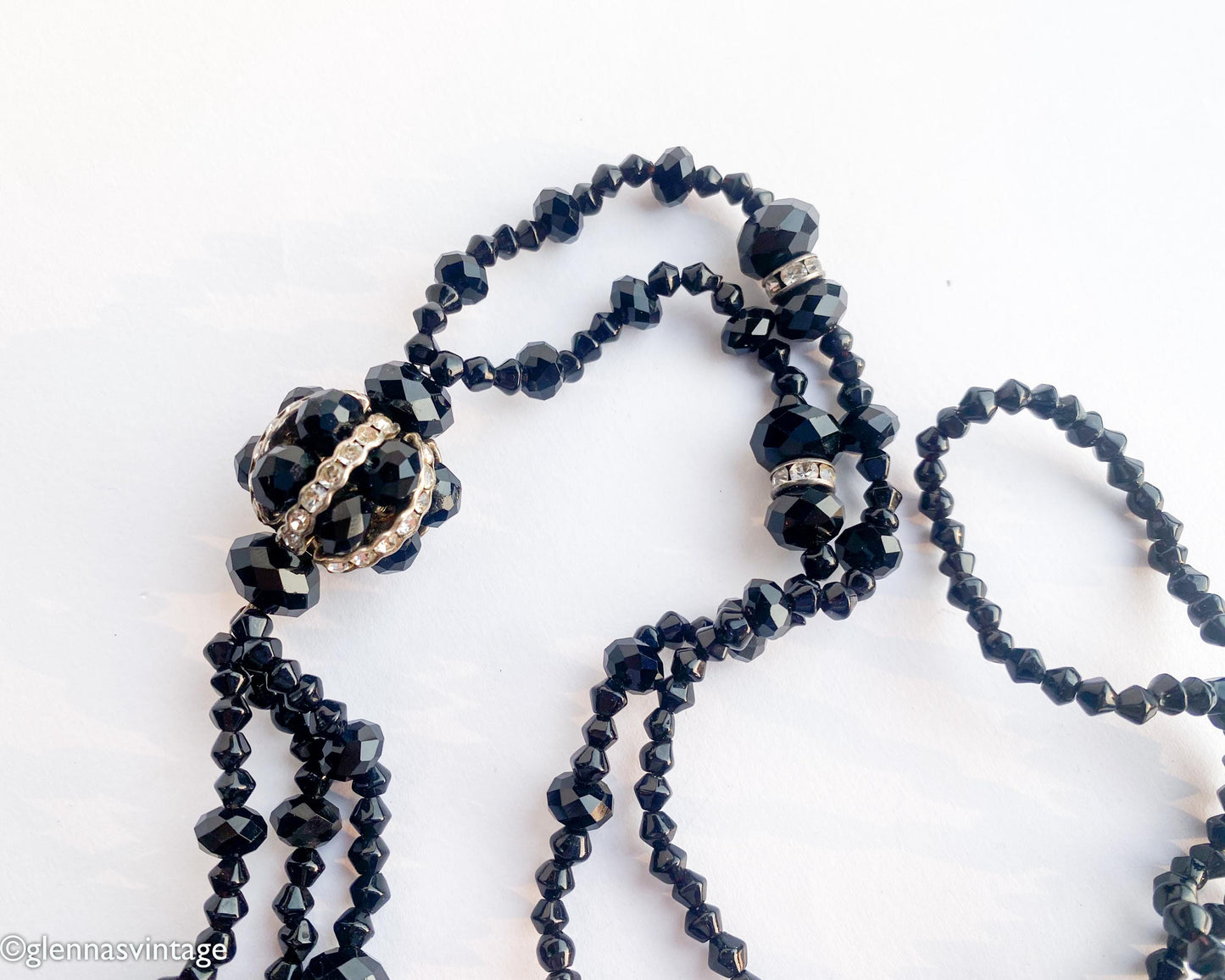 1960s Black Glass  Pendant Necklace | 60s