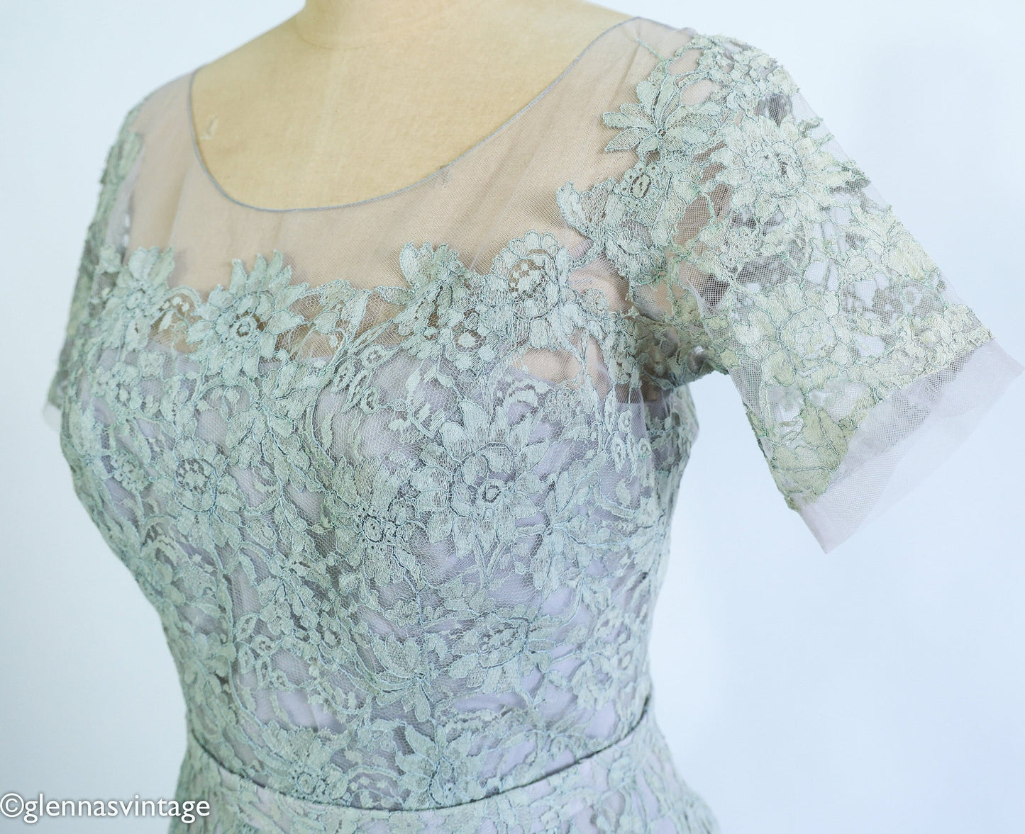 1950s Dove Gray Tulle Tea Party Dress, Small