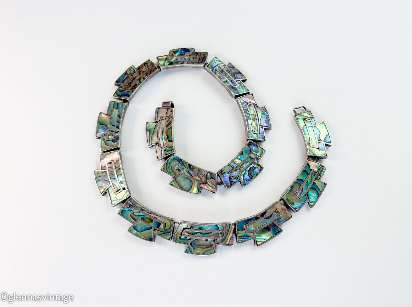 1950s Salazar Sterling Silver Abalone Collar Necklace, Mexico