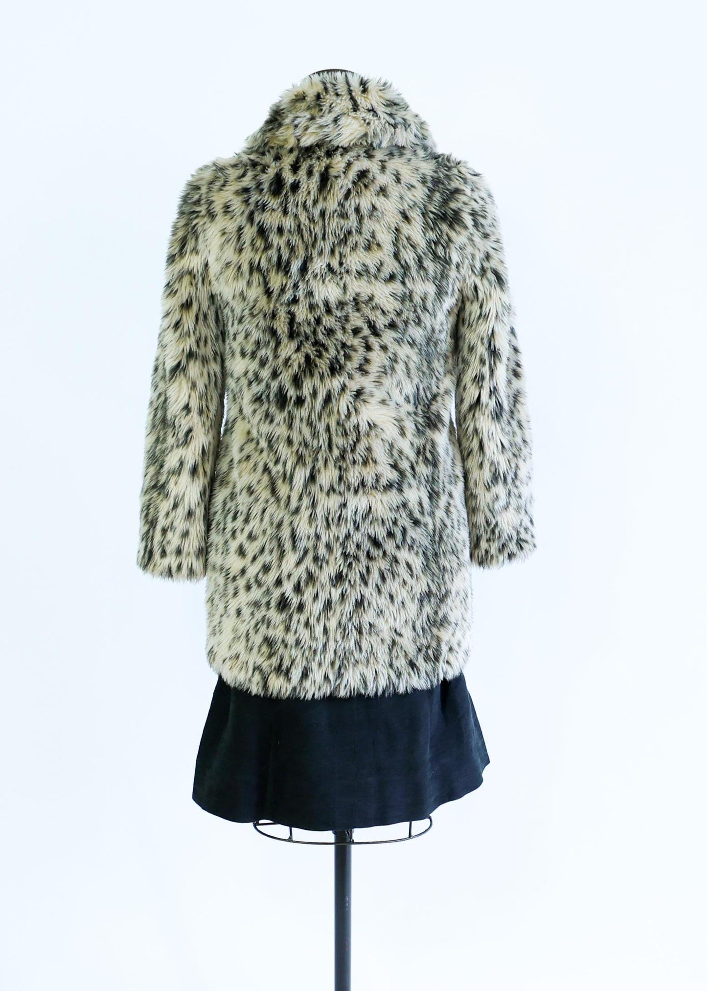 1980s Leopard Print Faux Fur Coat | 80s Beige Faux Animal Print Jacket | J. Crew | Small
