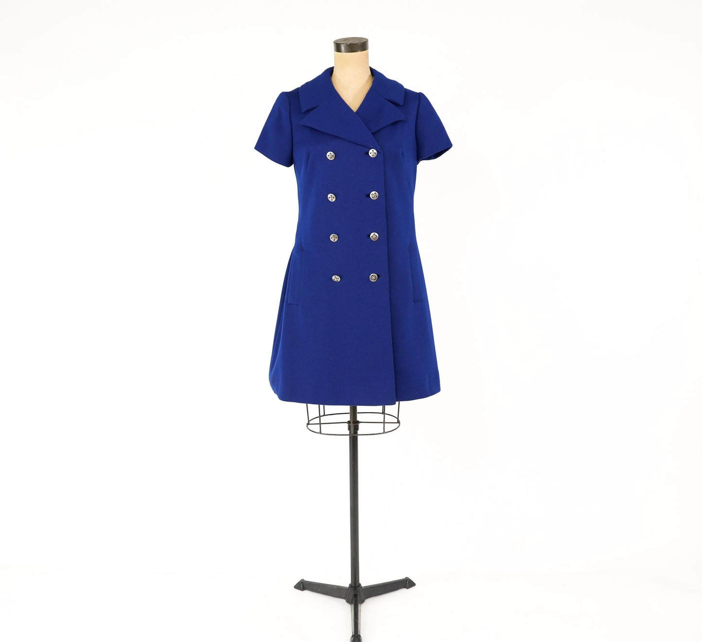 1960s Navy Blue Wool Dress | Navy Knit Shift,  Large