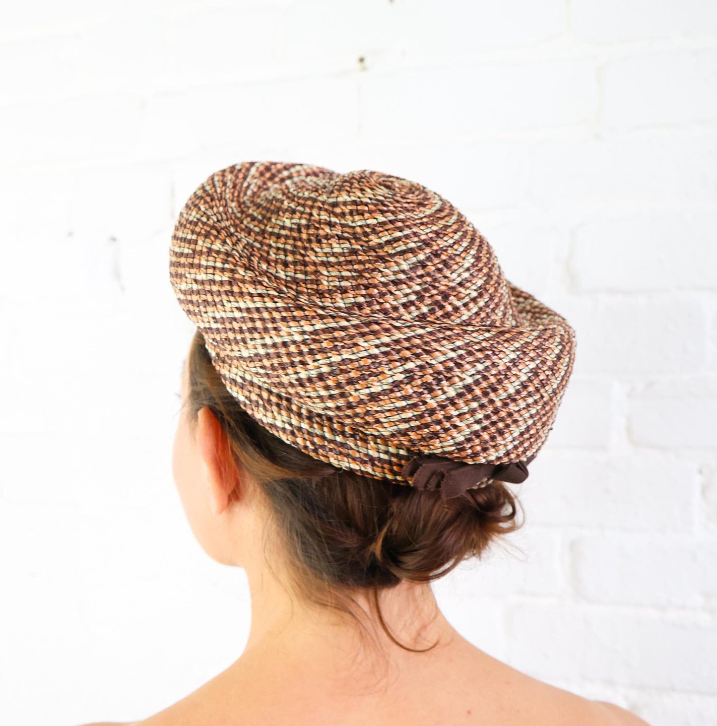 1950s Tweed Woven Straw Hat