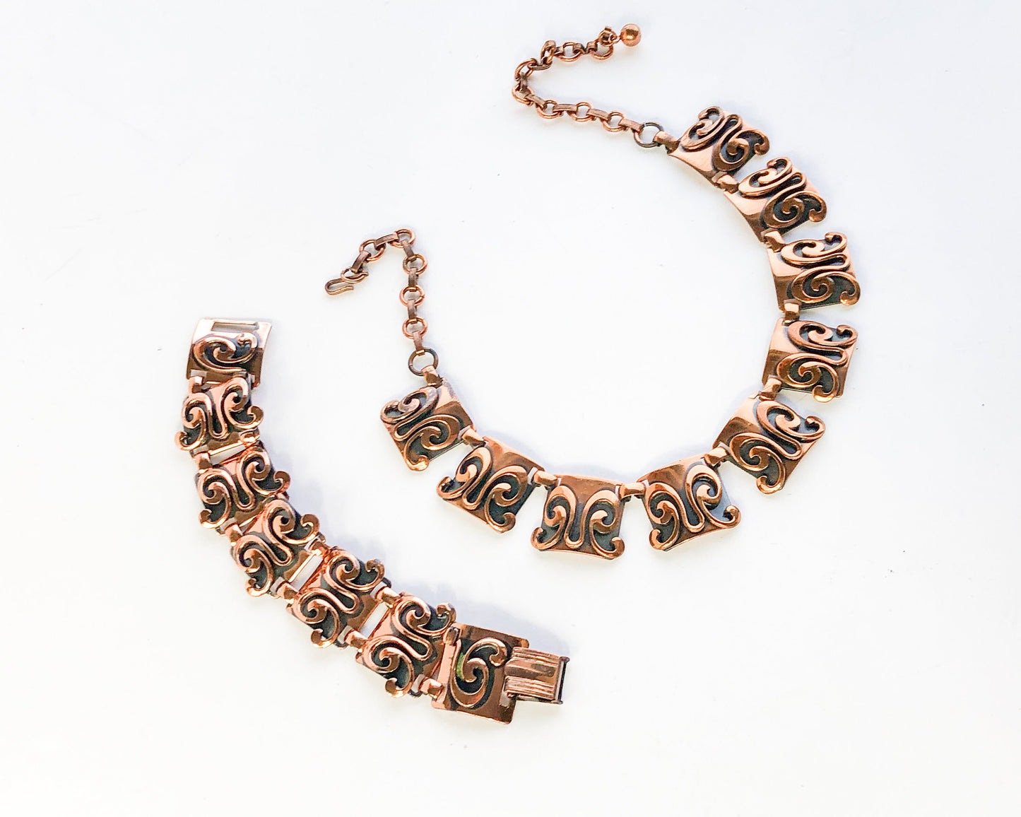 1960s Vintage Copper Jewelry Set | Butterfly Choker Necklace & Bracelet