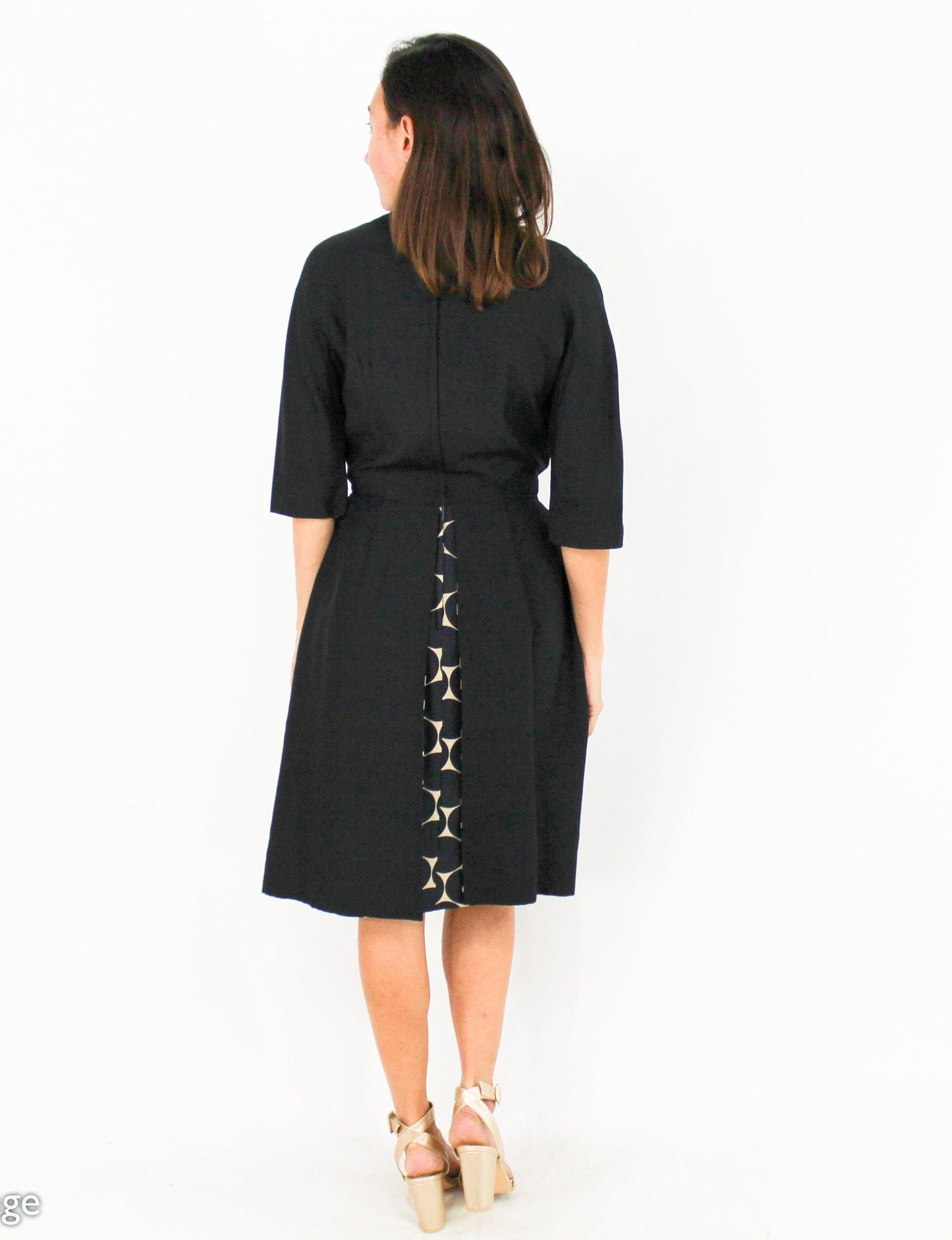 1950s Black Silk Polka Dot Cocktail Dress, Gigi Young N.Y., Small