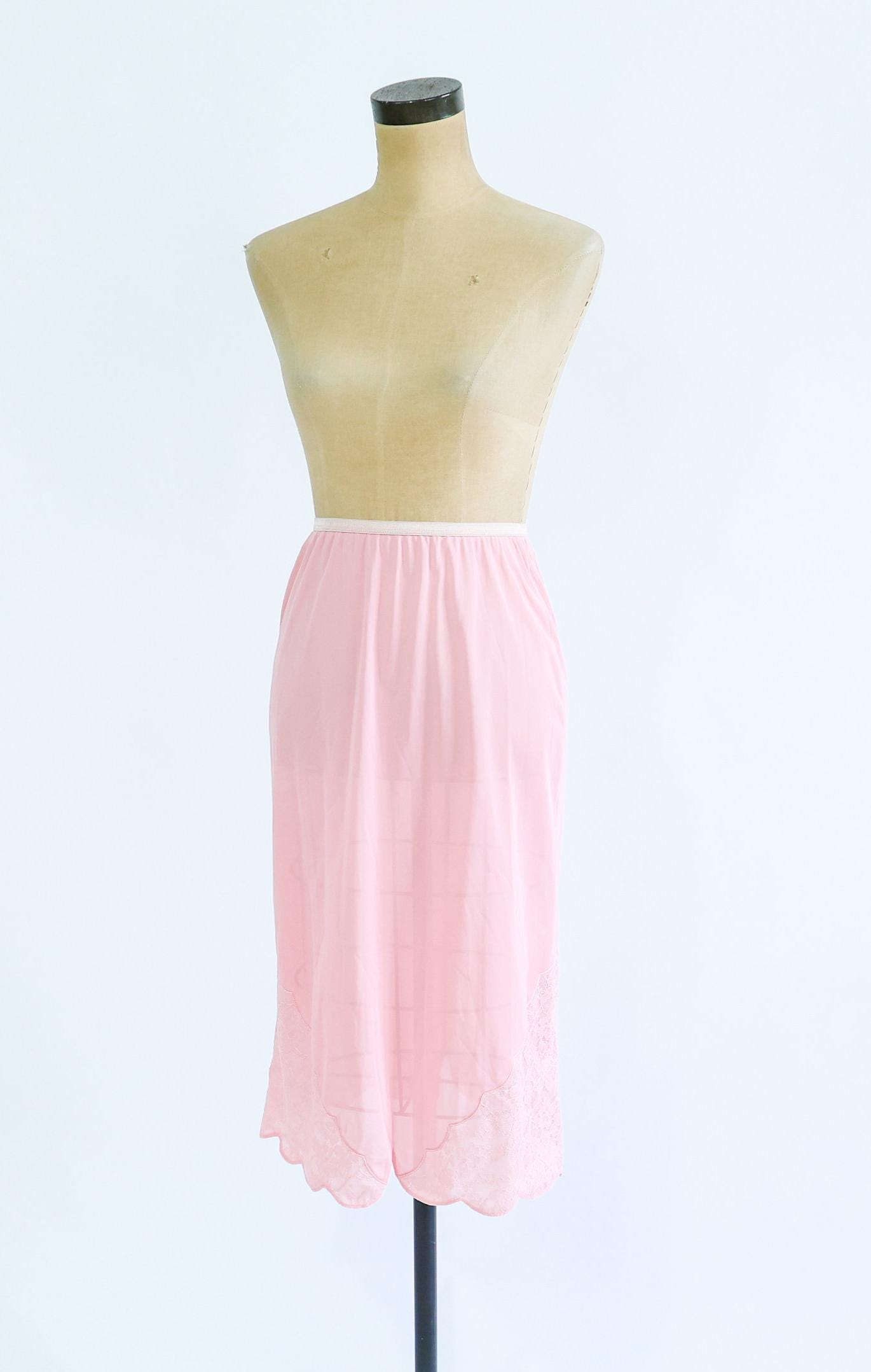 1950s Pink Nylon Half Slip, Medium