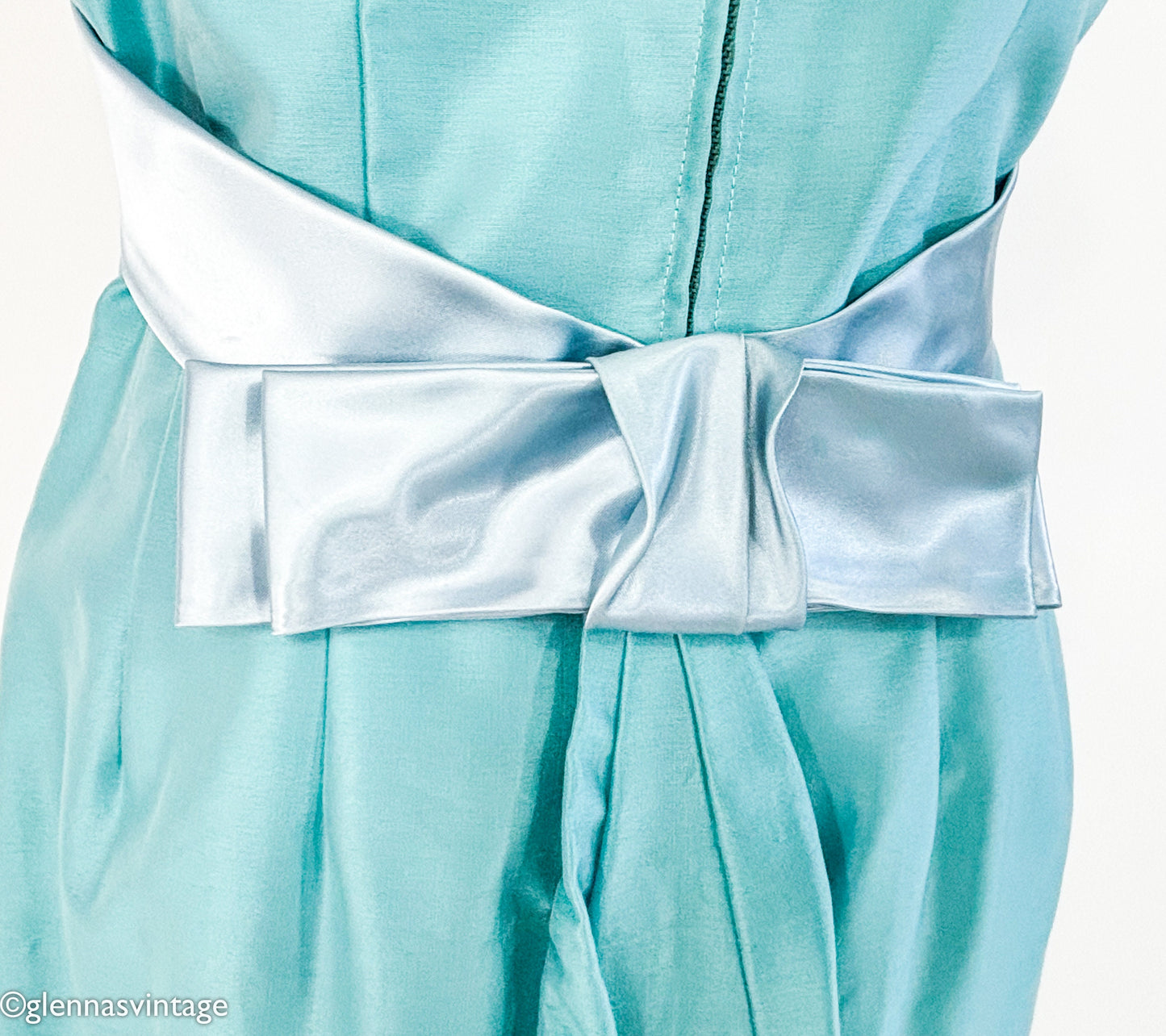 1950s Turquoise Blue Evening Cocktail Dress, Medium